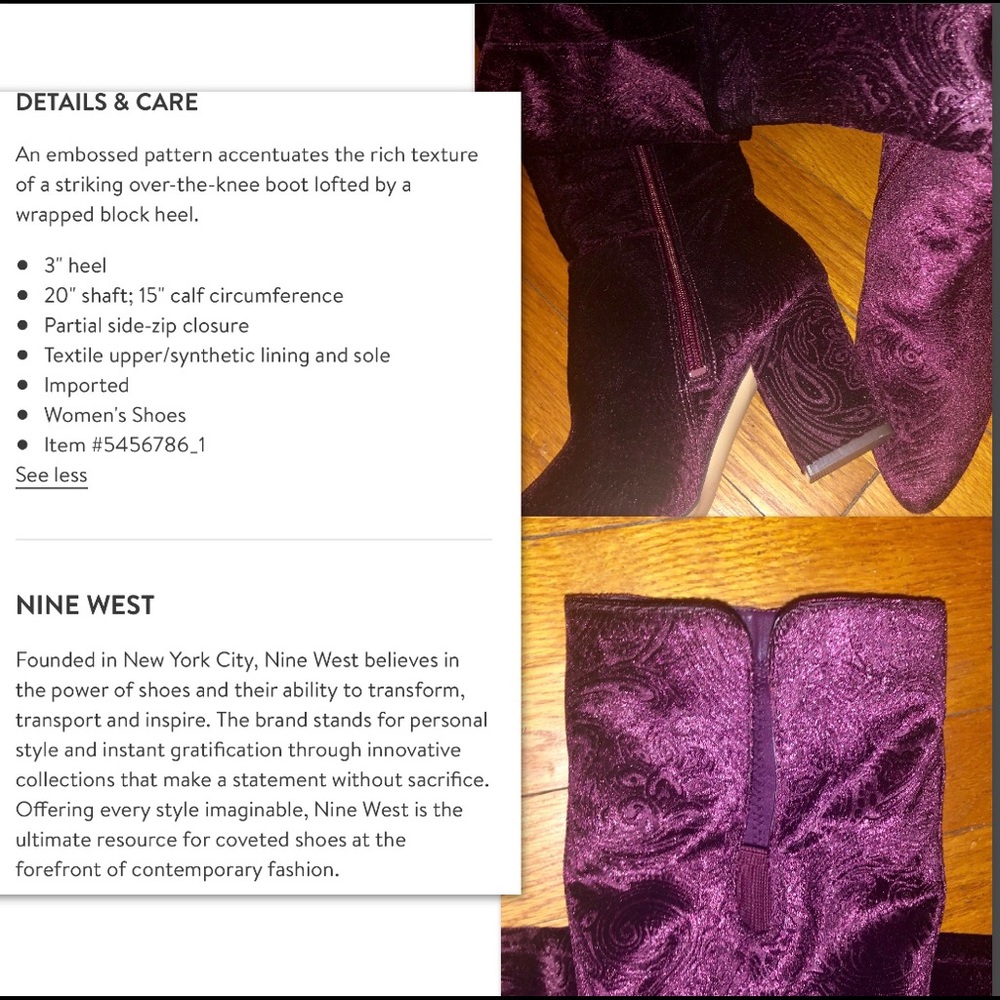 NINE WEST SIVENTA PURPLE JACQUARD PATTERN OTK BOOT - Picture 7 of 9
